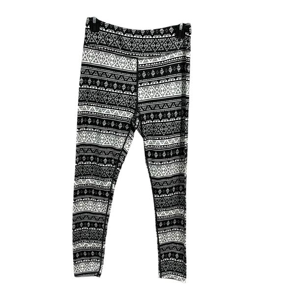 SO Full Length Black + White Butter Soft Tribal Leggings Size Medium - Picture 1 of 3